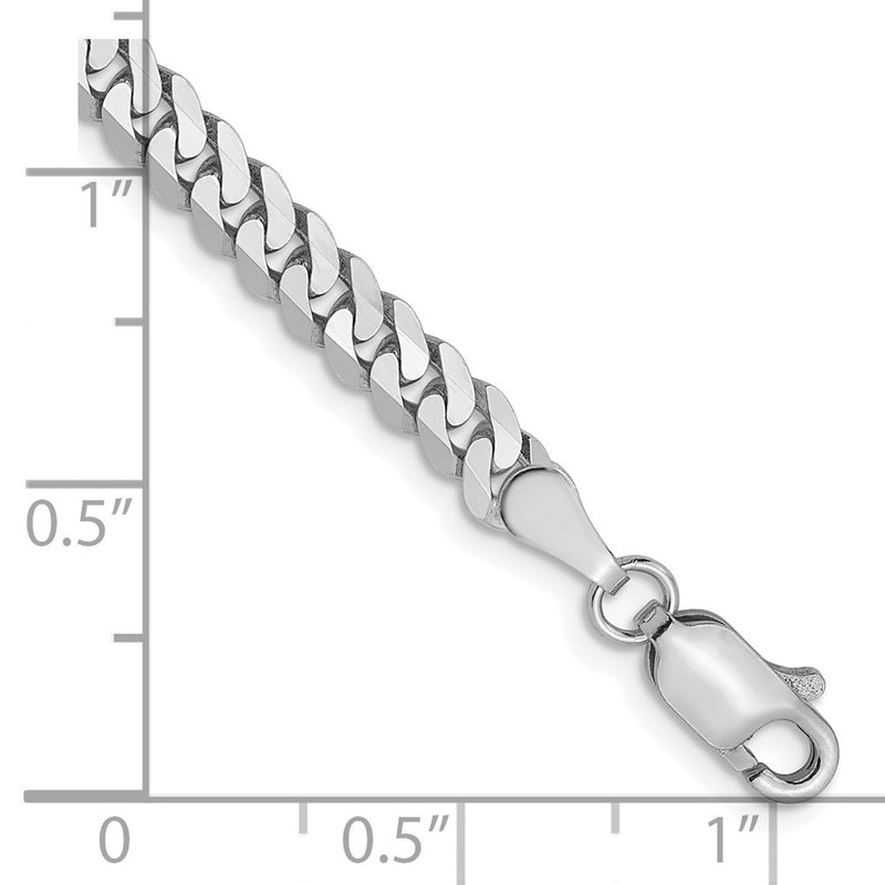 8 Inch 14K White Gold 3.9mm Flat Beveled Curb Chain Bracelet