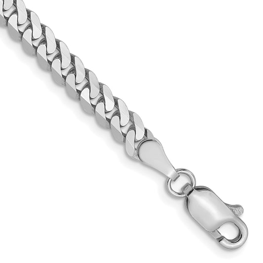 7 Inch 14K White Gold 3.9mm Flat Beveled Curb Chain
