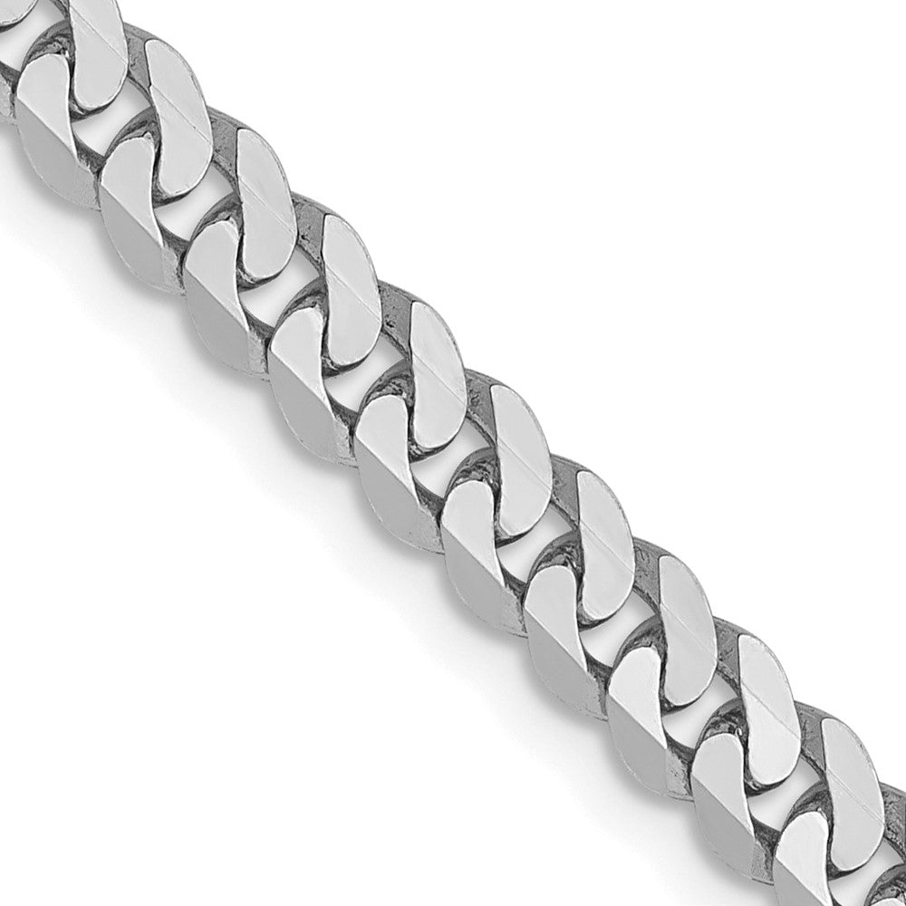 18 Inch 14K White Gold 3.9mm Flat Beveled Curb Chain Necklace
