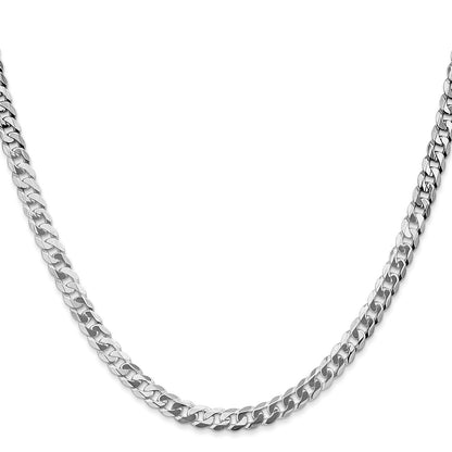 18 Inch 14K White Gold 4.5mm Flat Beveled Curb Chain Necklace