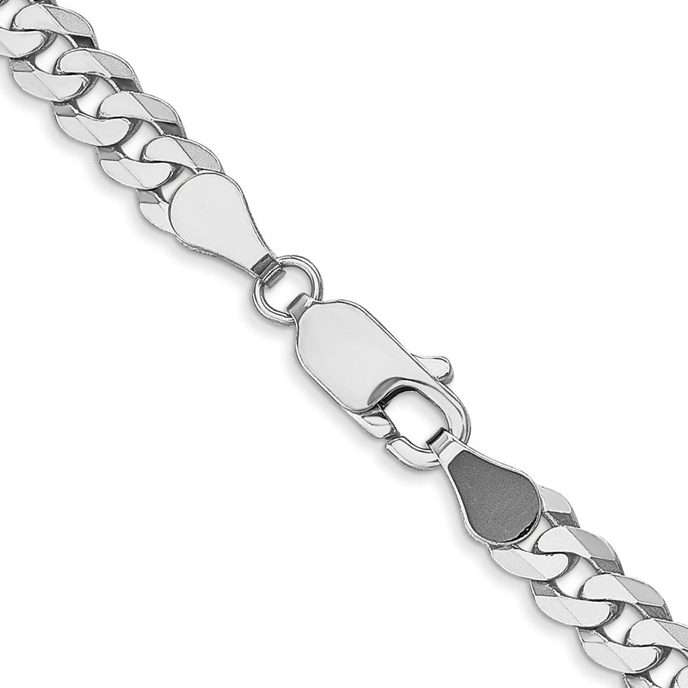 20 Inch 14K White Gold 4.5mm Flat Beveled Curb Chain Necklace