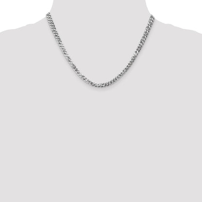 18 Inch 14K White Gold 4.5mm Flat Beveled Curb Chain Necklace