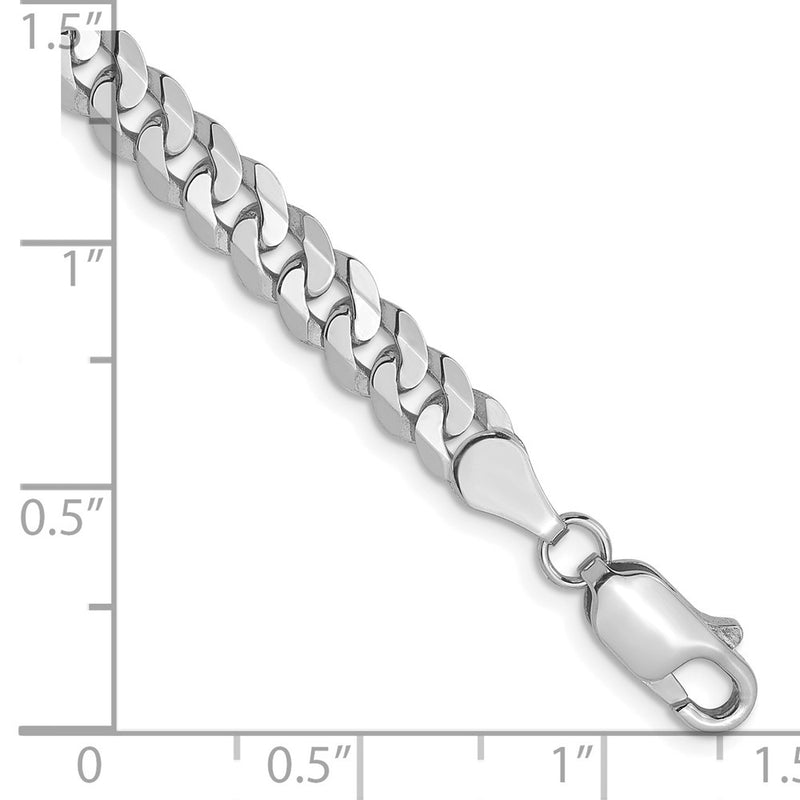 8 Inch 14K White Gold 4.5mm Flat Beveled Curb Chain Bracelet
