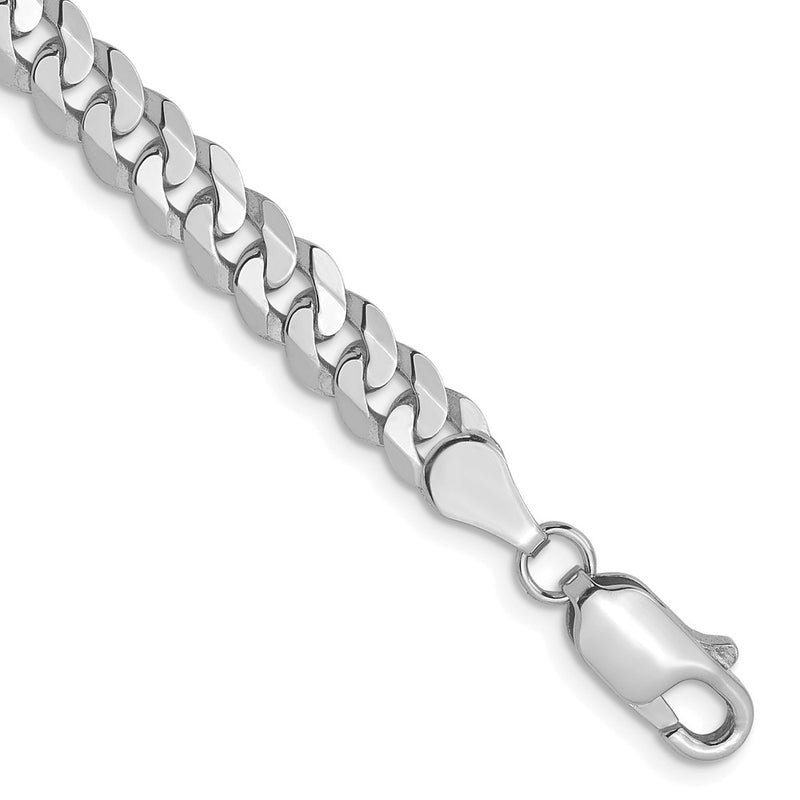 7 Inch 14K White Gold 4.5mm Flat Beveled Curb Chain Bracelet