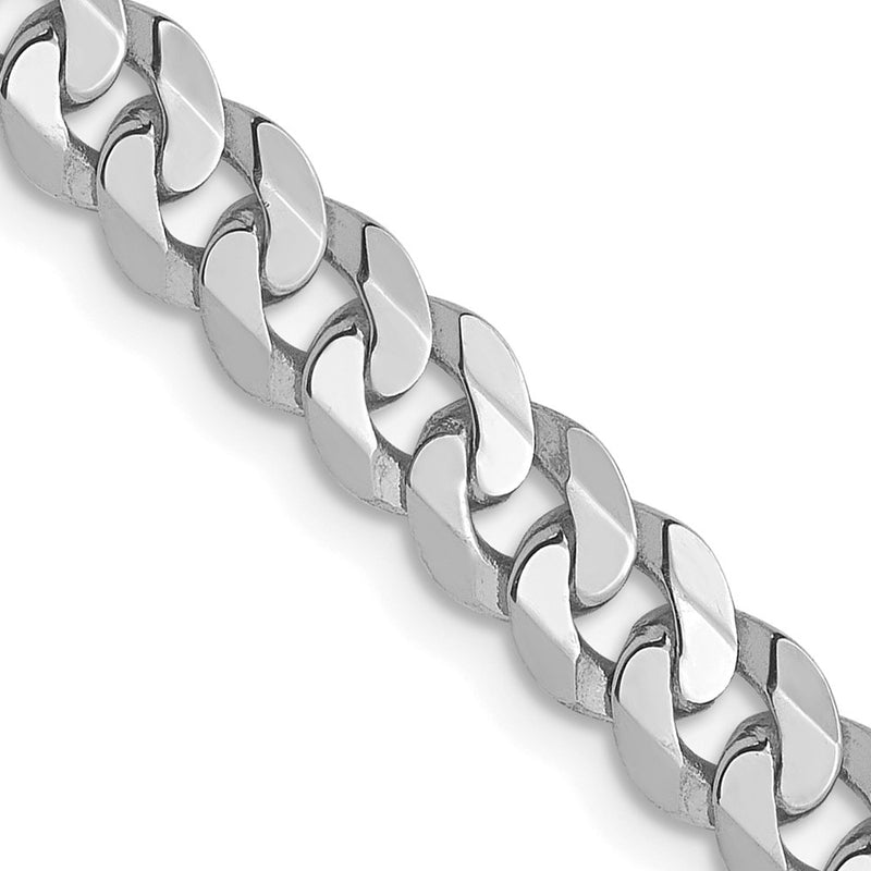 24 Inch 14K White Gold 4.5mm Flat Beveled Curb Chain Necklace