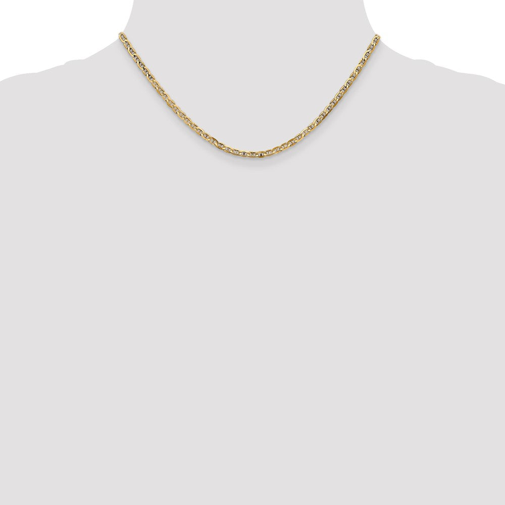 16 Inch 14K 3mm Concave Anchor Chain Necklace