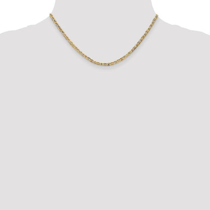 16 Inch 14K 3mm Concave Anchor Chain Necklace