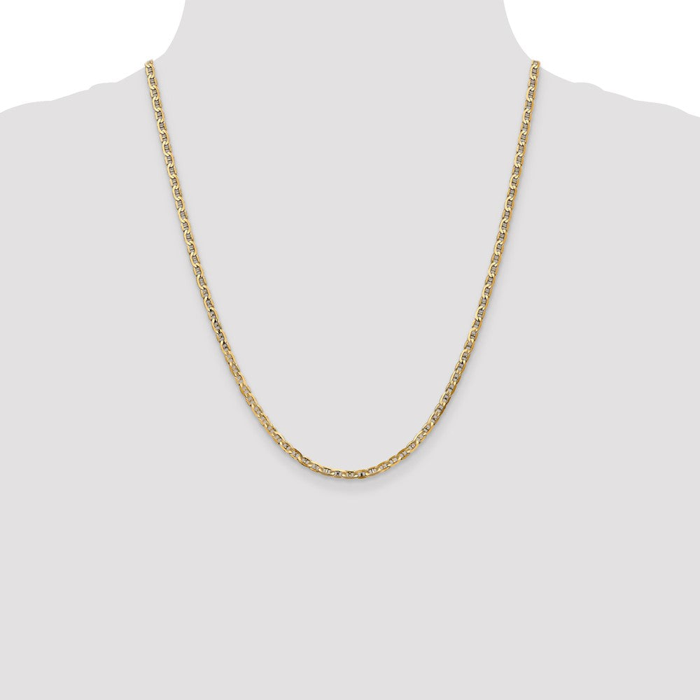 22 Inch 14K 3mm Concave Anchor Chain Necklace