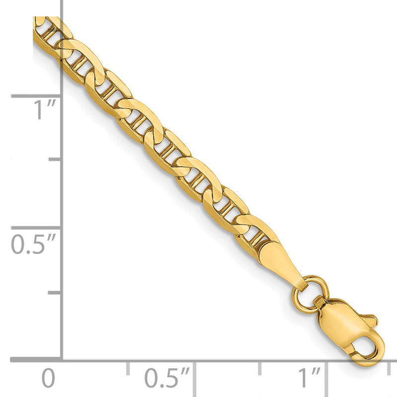 9 Inch 14K 3mm Concave Anchor Chain Bracelet