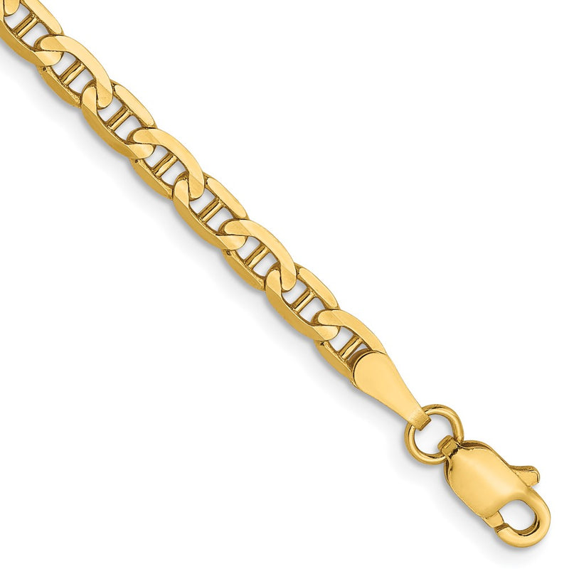 9 Inch 14K 3mm Concave Anchor Chain Bracelet
