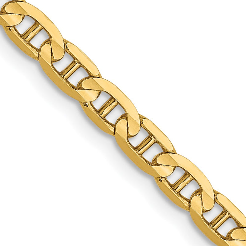 20 Inch 14K 3mm Concave Anchor Chain Necklace