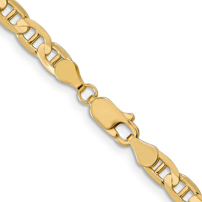 22 Inch 14K 4.5mm Concave Anchor Chain Necklace