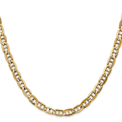 22 Inch 14K 5.25mm Concave Anchor Chain Necklace