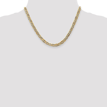 18 Inch 14K 5.25mm Concave Anchor Chain Necklace