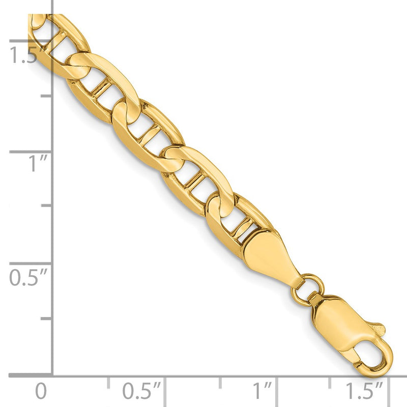 7 Inch 14K 5.25mm Concave Anchor Chain Bracelet