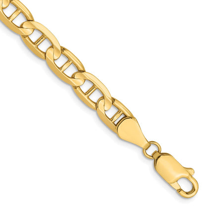 7 Inch 14K 5.25mm Concave Anchor Chain Bracelet