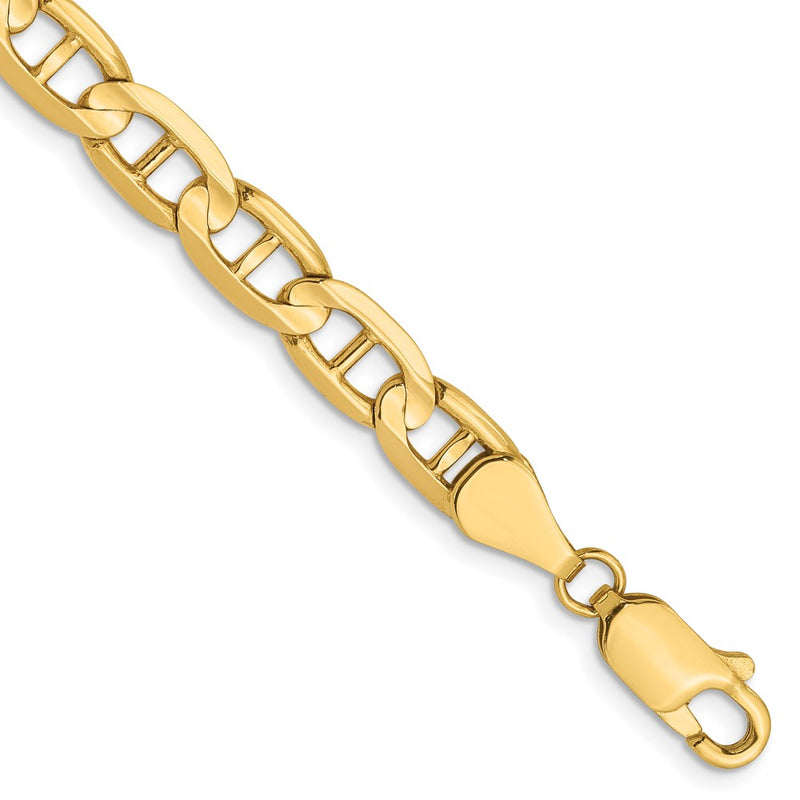 7 Inch 14K 5.25mm Concave Anchor Chain Bracelet