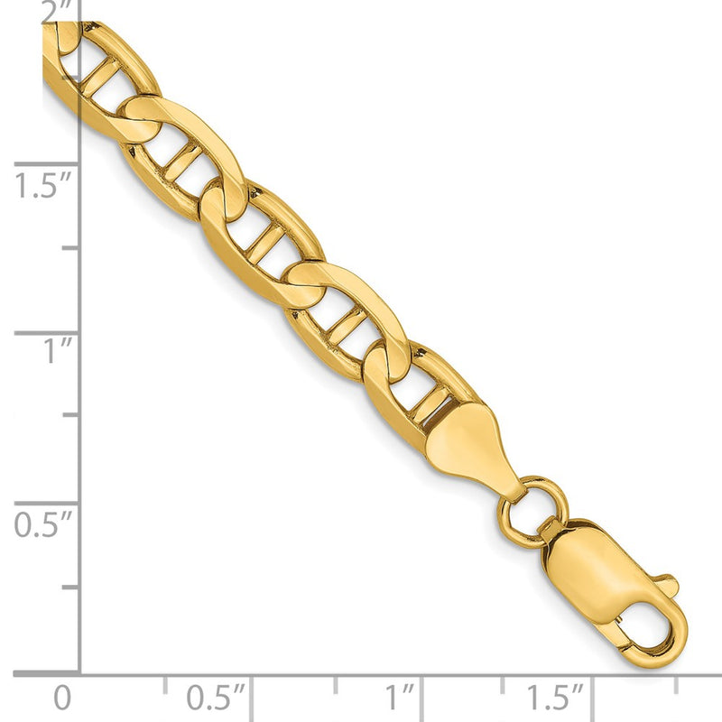 9 Inch 14K 6.25mm Concave Anchor Chain Bracelet