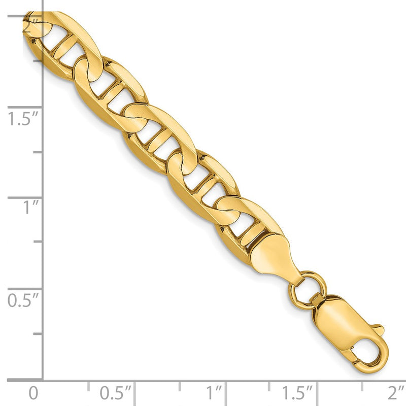 9 Inch 14K 7mm Concave Anchor Chain Bracelet