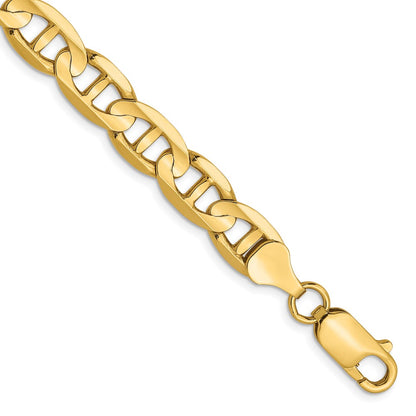 8 Inch 14K 7mm Concave Anchor Chain Bracelet