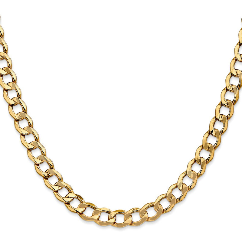 9 Inch 14K 7mm Semi-Solid Curb Link Chain Bracelet