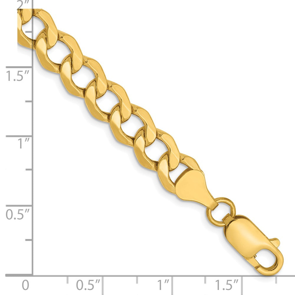 7 Inch 14K 7mm Semi-Solid Curb Link Chain Bracelet