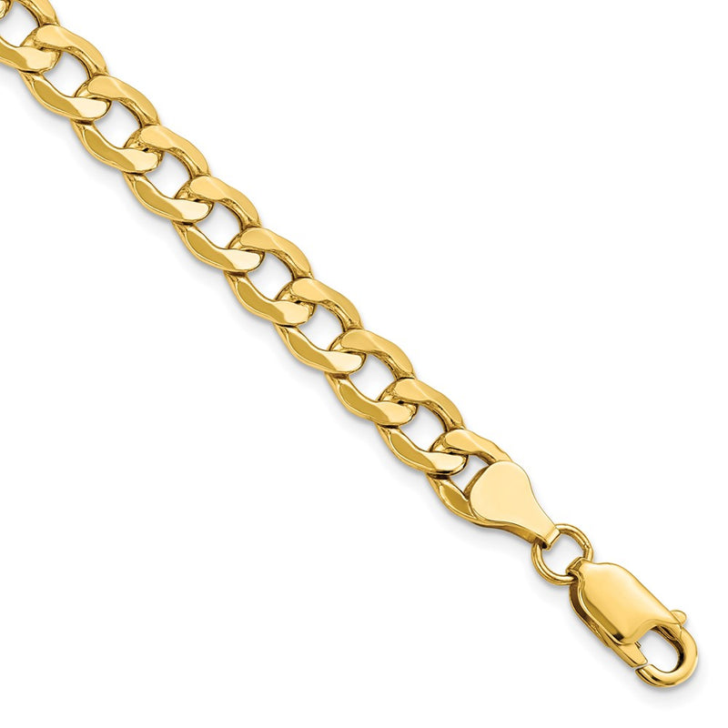 8 Inch 14K 7mm Semi-Solid Curb Link Chain Bracelet