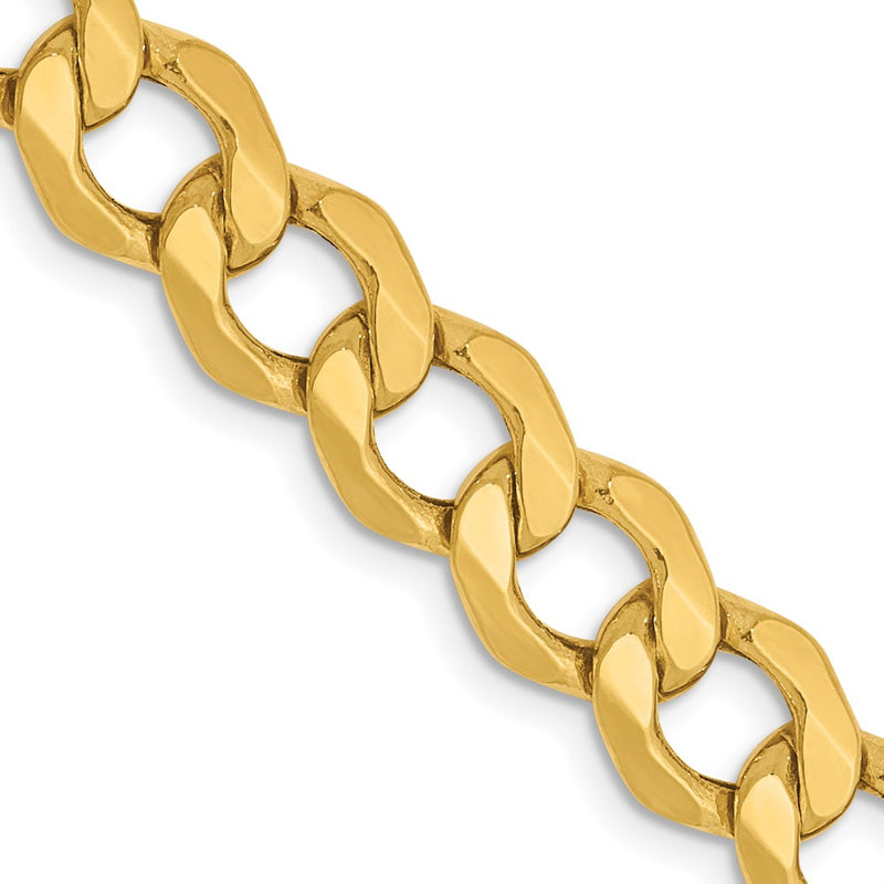18 Inch 14K 7mm Semi-Solid Curb Link Chain Necklace