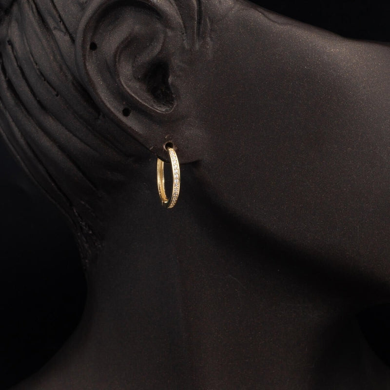 14K Yellow Gold Full Eternity Cubic Zirconia Hoop Earrings