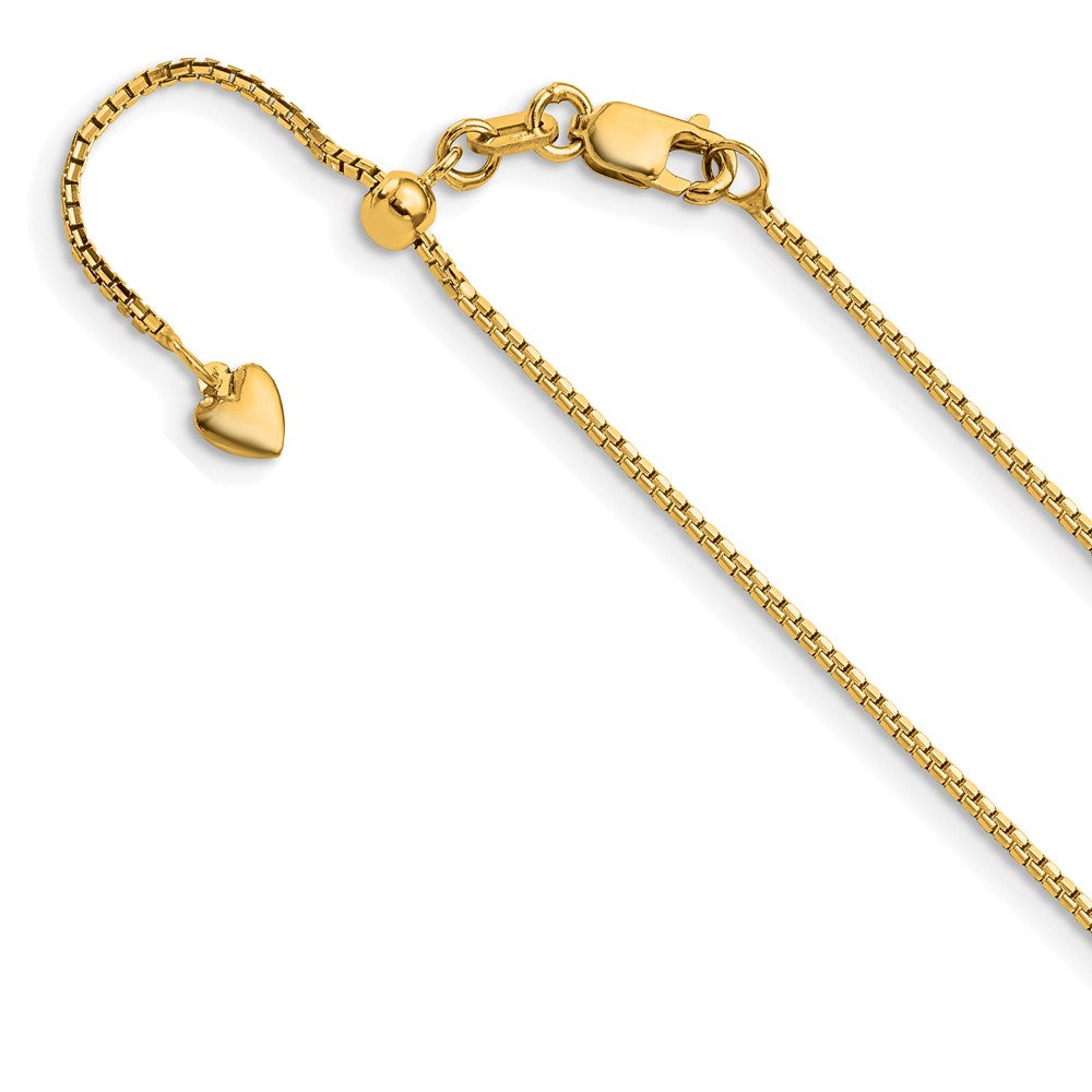 22 Inch 14K Yellow Gold Adjustable 1mm D/C Box Chain Necklace
