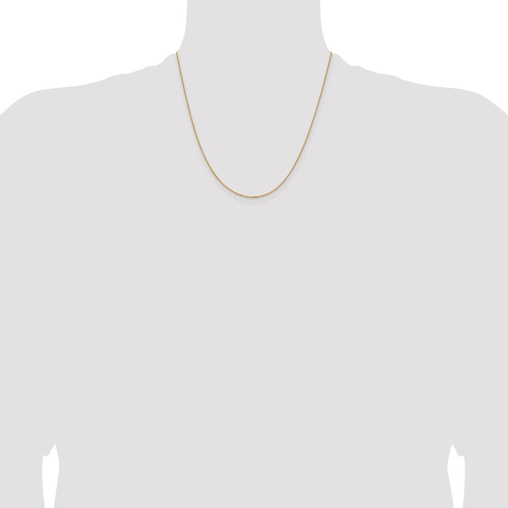 2 Inch 14K Yellow Gold 1.05mm D/C Cable Chain Necklace