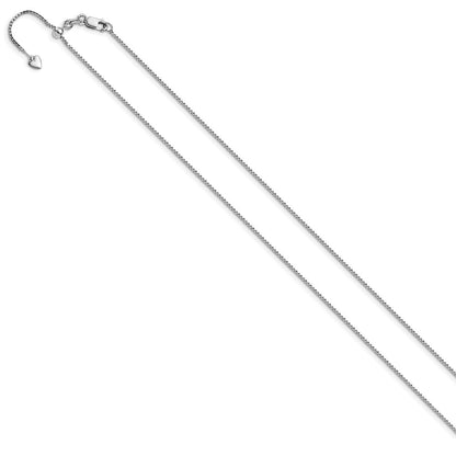 22 Inch 14K White Gold Adjustable 1mm D/C Box Chain Necklace