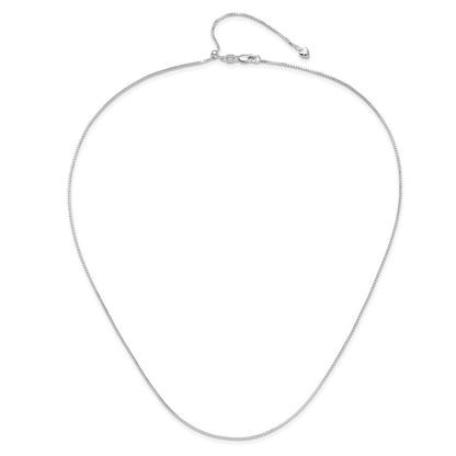 22 Inch 14K White Gold Adjustable 1mm D/C Box Chain Necklace