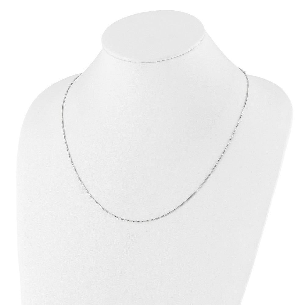 22 Inch 14K White Gold Adjustable 1mm D/C Box Chain Necklace