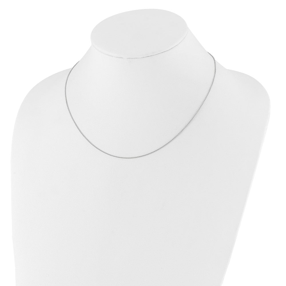 26 Inch 14K White Gold 1.25mm Round Cable 2In+2In Adjustable Chain Necklace