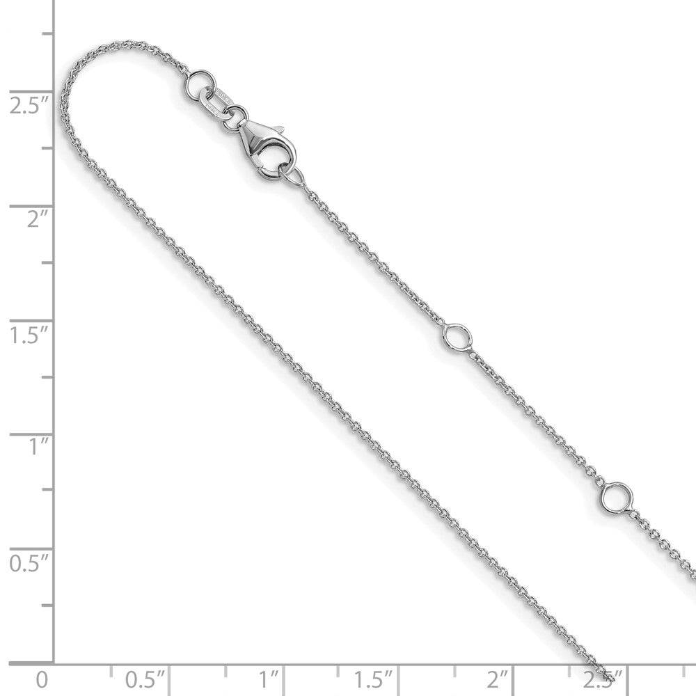 18 Inch 14K White Gold 1.25mm Round Cable 1In+1In Adjustable Chain Necklace