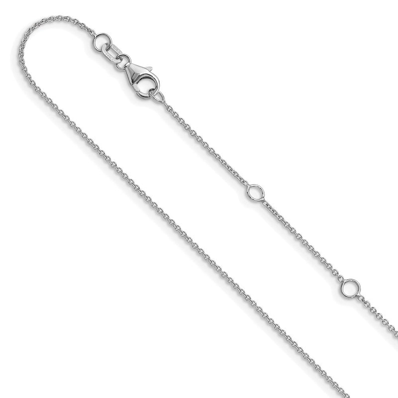 2 Inch 14K White Gold 1.25mm Round Cable 1In+1In Adjustable Chain Necklace