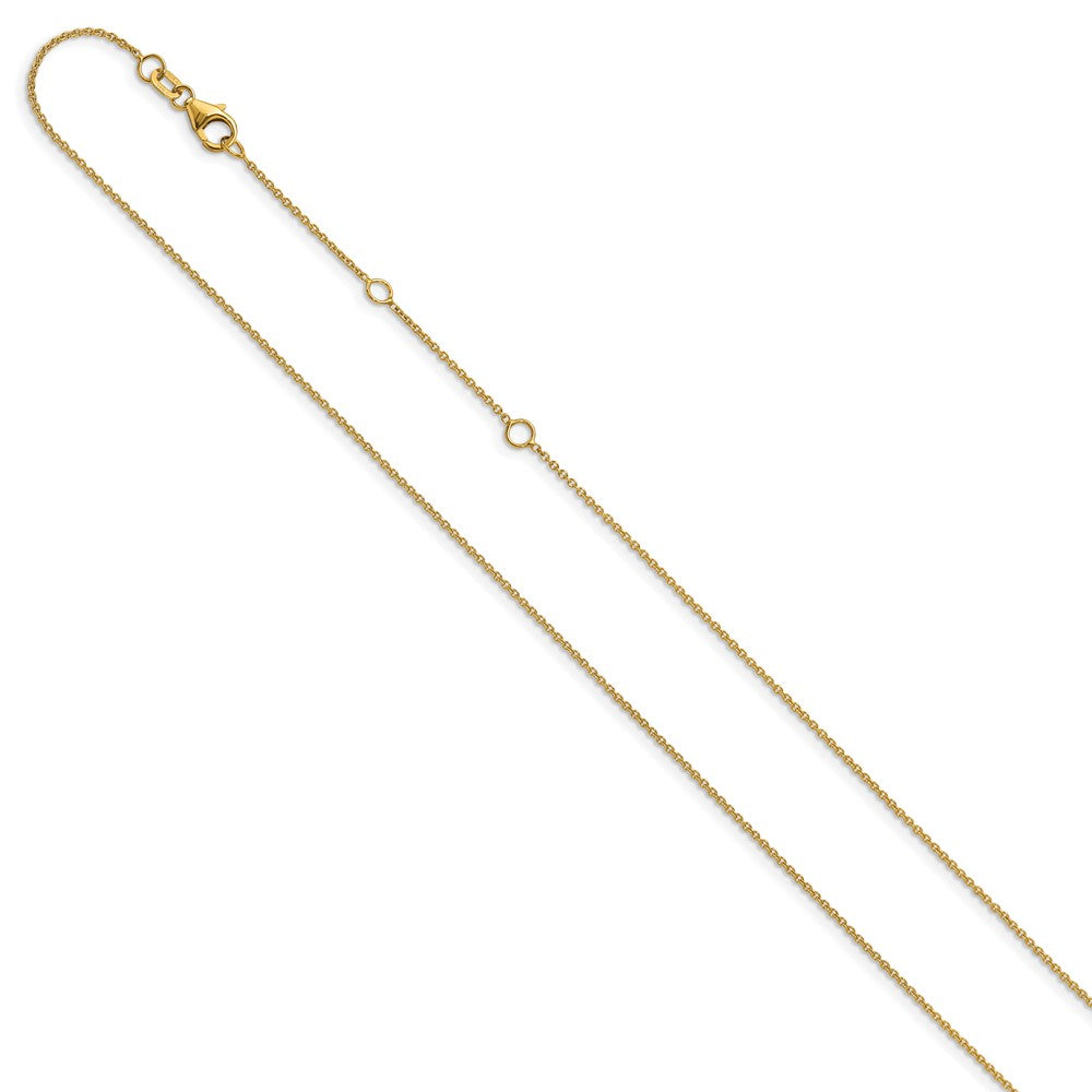 26 Inch 14K Yellow Gold 1.25mm Round Cable 2In+2In Adjustable Chain Necklace