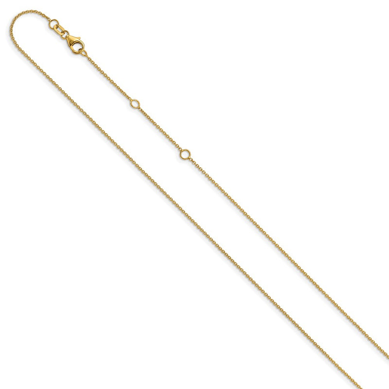 26 Inch 14K Yellow Gold 1.25mm Round Cable 2In+2In Adjustable Chain Necklace