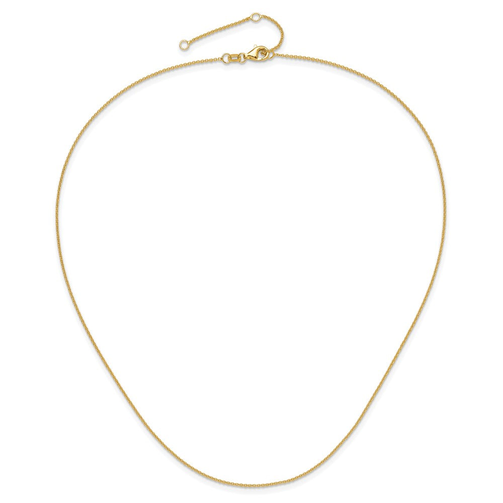 18 Inch 14K Yellow Gold 1.25mm Round Cable 1In+1In Adjustable Chain Necklace