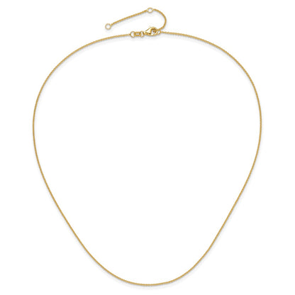 2 Inch 14K Yellow Gold 1.25mm Round Cable 1In+1In Adjustable Chain Necklace