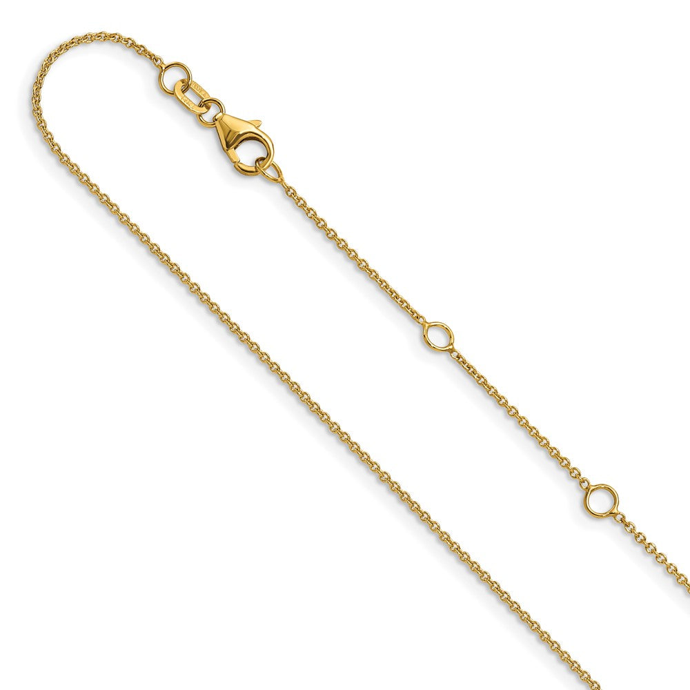 26 Inch 14K Yellow Gold 1.25mm Round Cable 2In+2In Adjustable Chain Necklace