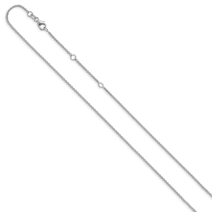 2 Inch 14K White Gold 1.4mm Round Cable 1In+1In Adjustable Chain Necklace