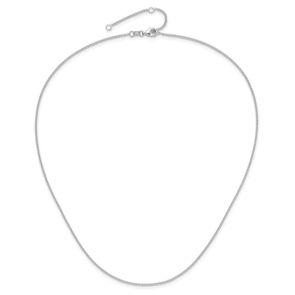 18 Inch 14K White Gold 1.4mm Round Cable 1In+1In Adjustable Chain Necklace