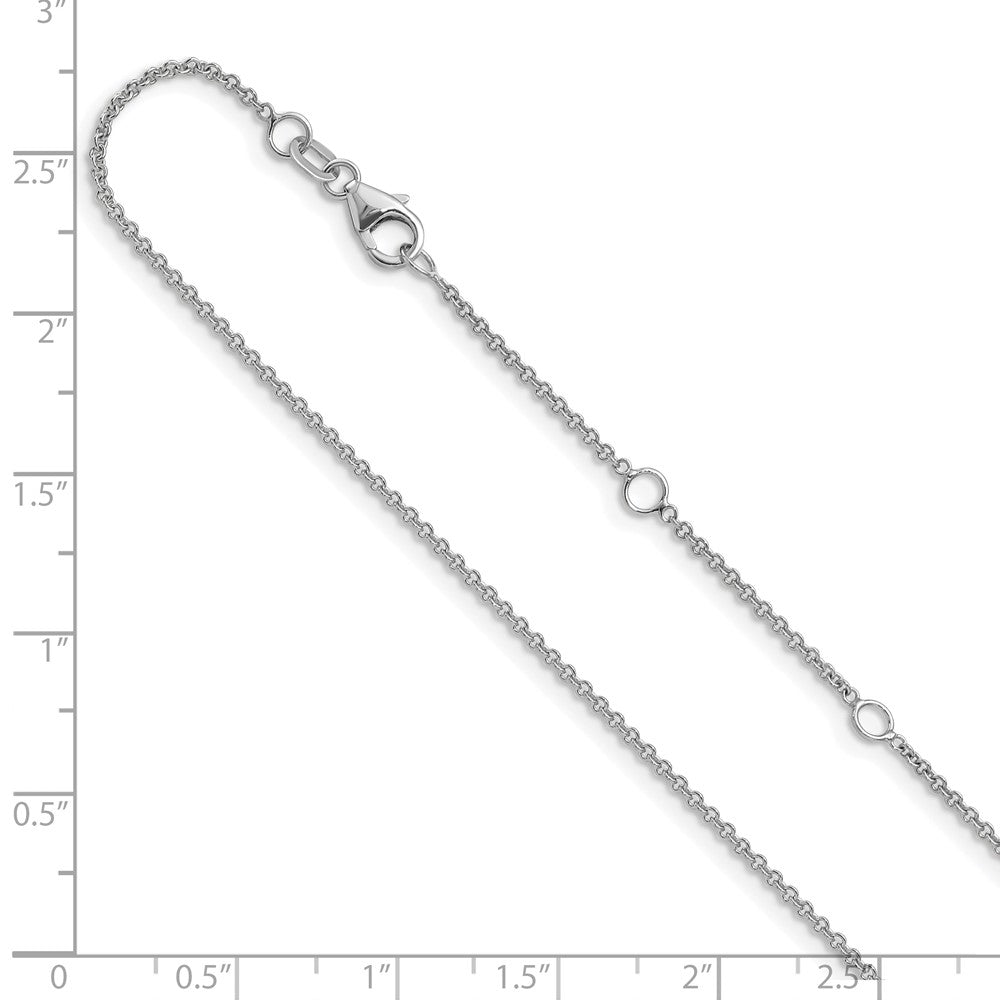 26 Inch 14K White Gold 1.4mm Round Cable 2In+2In Adjustable Chain Necklace