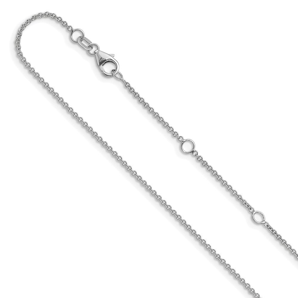 18 Inch 14K White Gold 1.4mm Round Cable 1In+1In Adjustable Chain Necklace