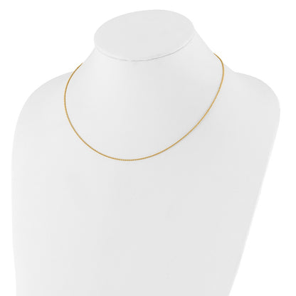 18 Inch 14K Yellow Gold 1.4mm Round Cable 1In+1In Adjustable Chain Necklace