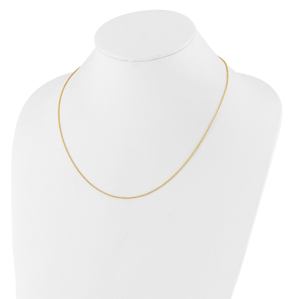 18 Inch 14K Yellow Gold 1.4mm Round Cable 1In+1In Adjustable Chain Necklace