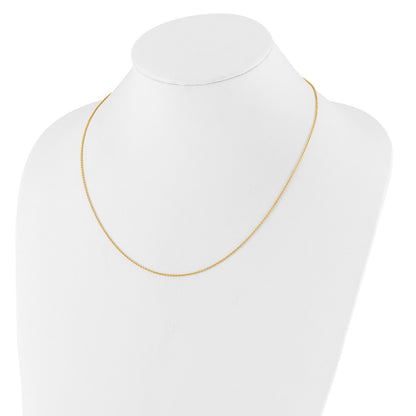 18 Inch 14K Yellow Gold 1.4mm Round Cable 1In+1In Adjustable Chain Necklace