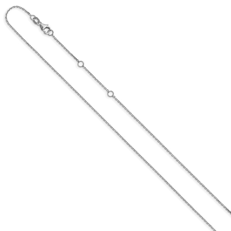 26 Inch 14K White Gold 1.1mm D/C Square Cable 2In+2In Adjustable Chain Necklace